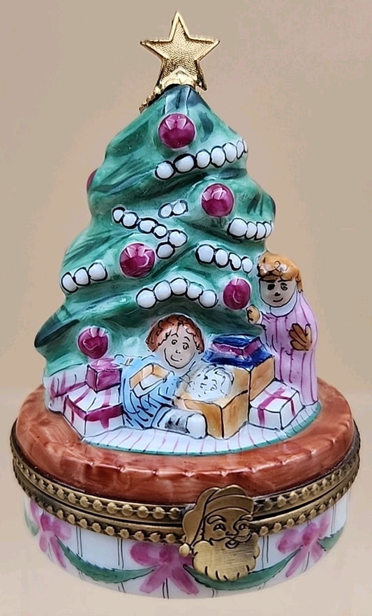 LIMOGES "Childrens Christmas Morning Joy" Hand Painted Limited Edition 338/1000