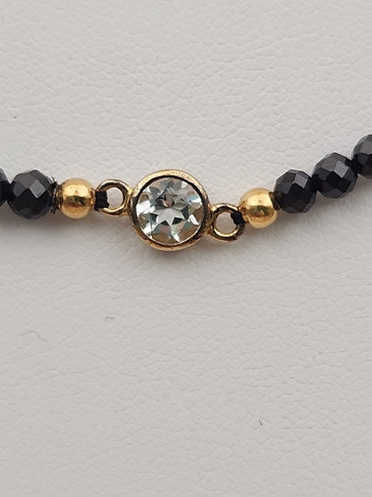 HSN Faceted Black Onyx/Topaz/14k Over Sterling Silver 36" Necklace