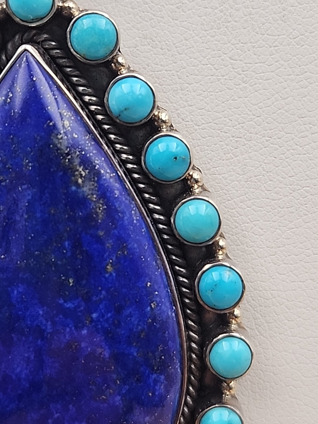 Sleeping Beauty Turquoise/Lapis Lazuli Cabochon/Sterling Silver Pendant
