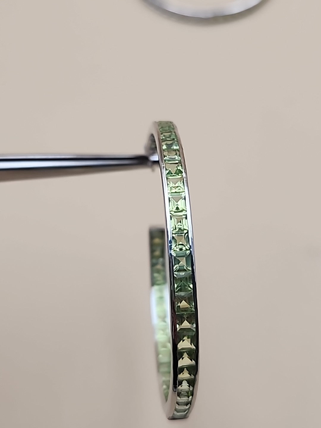 JTV Green Peridot/Sterling Silver/ 2" Channel Set/ Inside Out Hoop Earrings