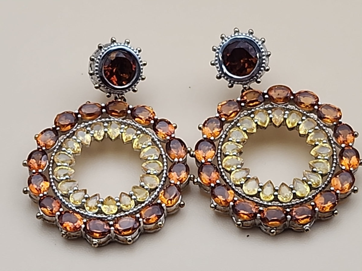 DALLAS PRINCE Yellow/Orange Citrine Drop/Dangle Hoop Earrings