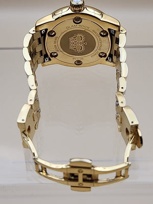 GLAM ROCK Miami Quartz Gold Tone/Crystal Indices/Glowing Hands Watch NEW BATTERY