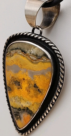 CHIMNEY BUTTE NAVAJO Bumblebee Jasper/Sterling Silver Pendant