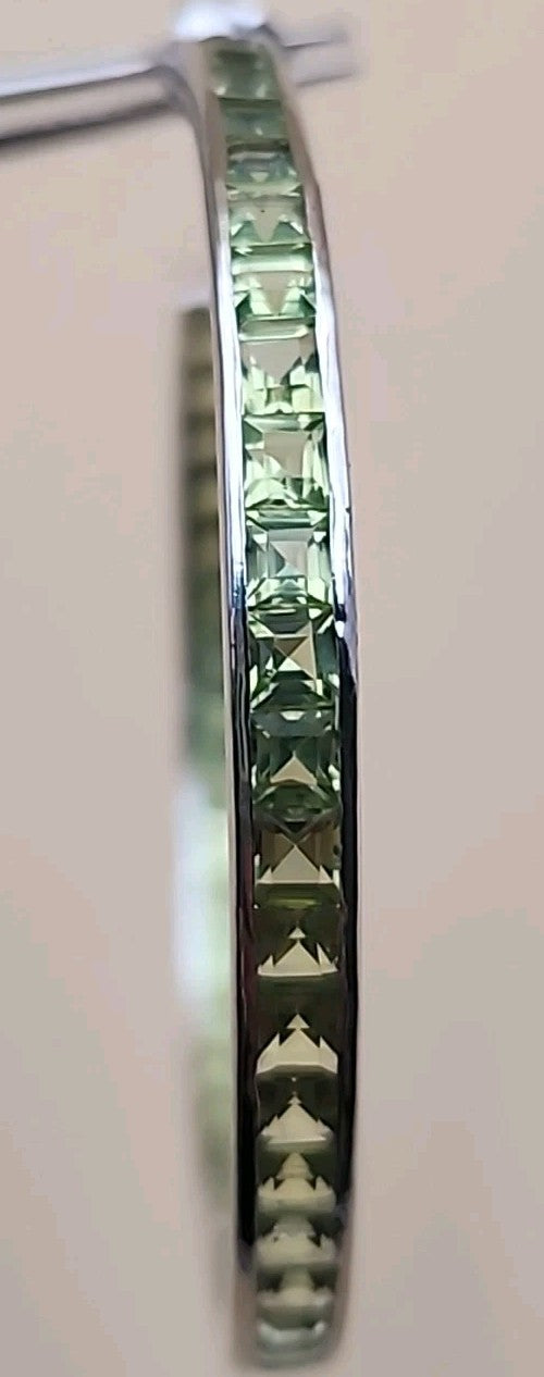 JTV Green Peridot/Sterling Silver/ 2" Channel Set/ Inside Out Hoop Earrings