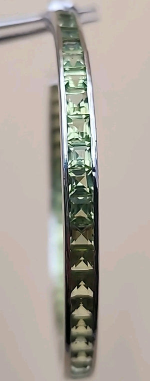 JTV Green Peridot/Sterling Silver/ 2" Channel Set/ Inside Out Hoop Earrings
