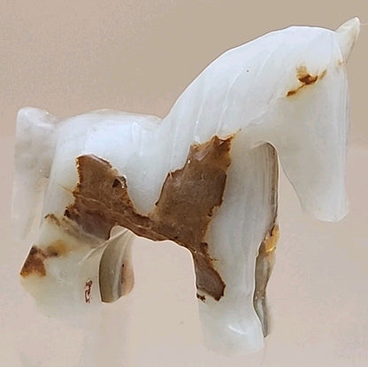 Hand Carved Mexican Marble Horse/Donkey Vintage 1.75" Figurines Lot Of 2