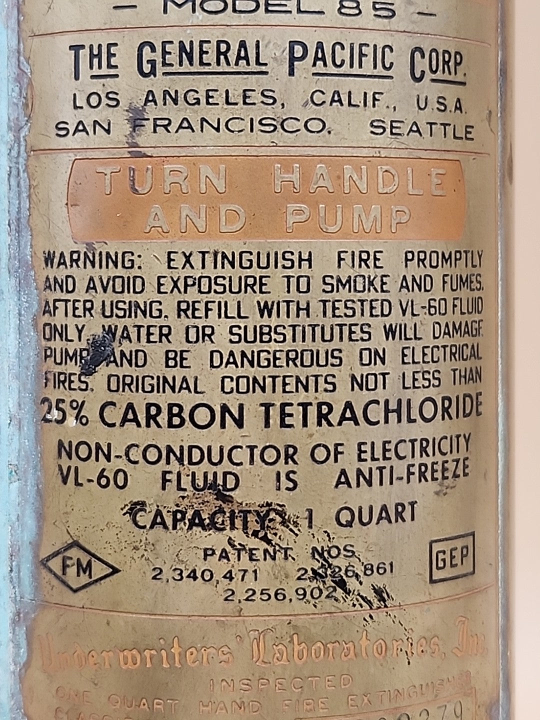 GENERAL QUICK AID Fire Guard Model 85 Fire Extinguisher/Idaho Power Co.