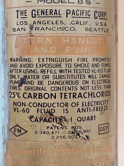GENERAL QUICK AID Fire Guard Model 85 Fire Extinguisher/Idaho Power Co.