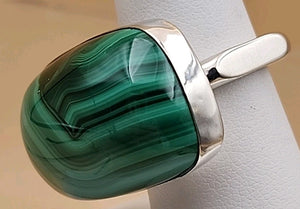 DESERT ROSE TRADING Chunky Square Congo Malachite/Sterling Silver Ring Size 7