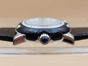 GLAM ROCK Black Alligator Leather/Diamond Bezel/Miami #GR10021 NEW BATTERY