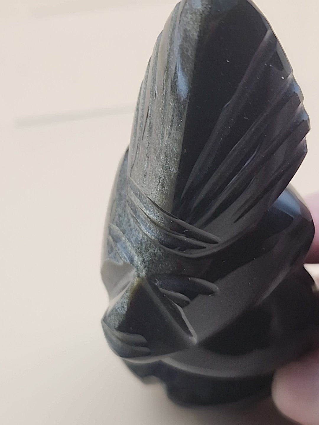Gold Sheen Obsidian Hand Carved Mayan Aztec Statue