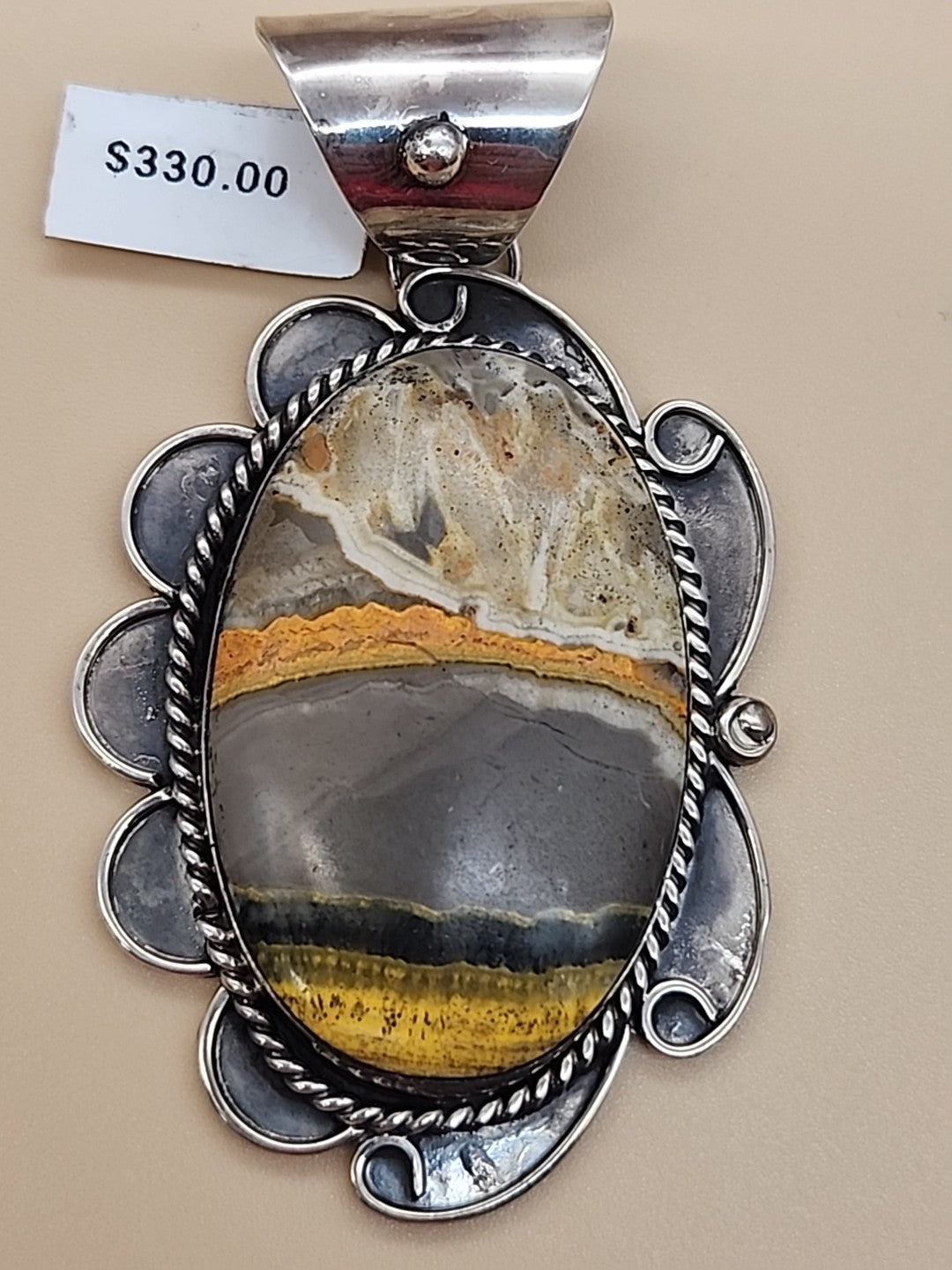 GARY NEZ NAVAJO Bumblebee Jasper/Sterling Silver Pendant