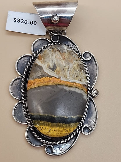 GARY NEZ NAVAJO Bumblebee Jasper/Sterling Silver Pendant