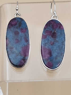 INDIA GEMS Eudialyte/Sterling Silver Dangle/Drop Earrings & Matching Pendant