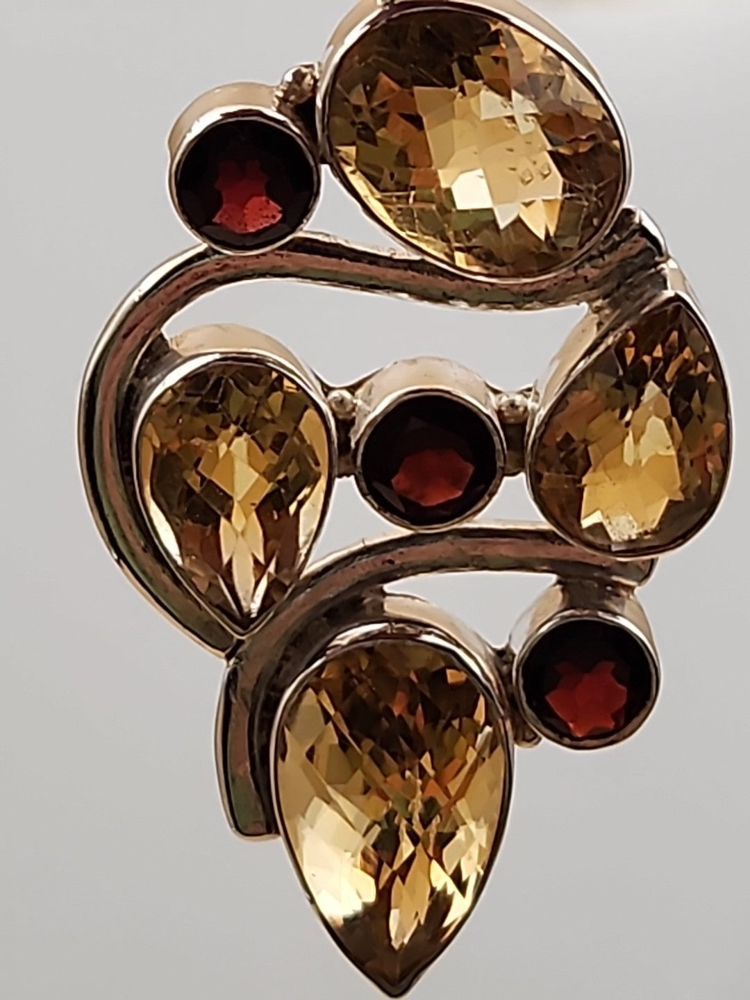 Garnet/Citrine/Sterling Silver Mixed Cut Pendant