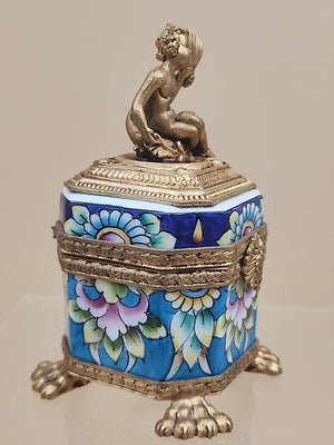 LIMOGES Peint A La Main #2559 Of 3400 Limited Edition Gilt Bronze Trinket Box