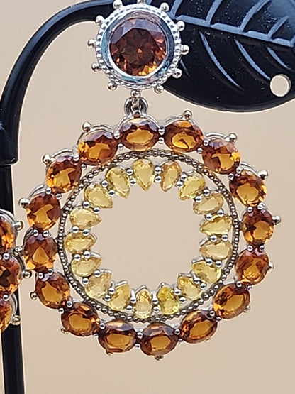 DALLAS PRINCE Yellow/Orange Citrine Drop/Dangle Hoop Earrings