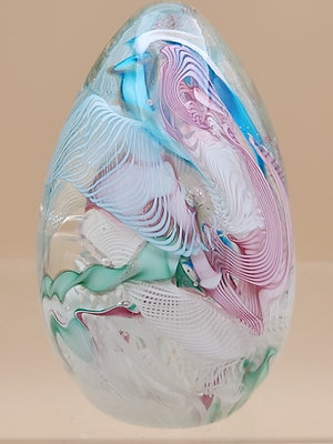 MURANO Italy Fratelli Toso Latticino Millefiori Scramble Pastel Egg Paperweight