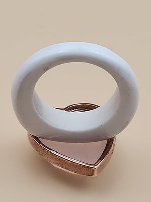 YOURS BY LOREN Rose Quartz/White Onyx/Vermeil Rose Gold Sterling Ring Size 7