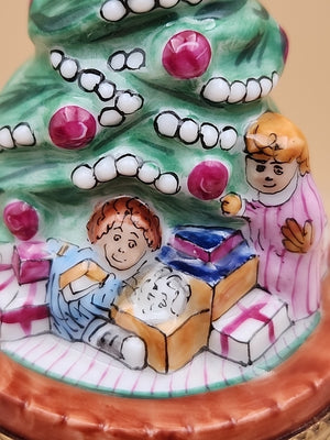 LIMOGES "Childrens Christmas Morning Joy" Hand Painted Limited Edition 338/1000