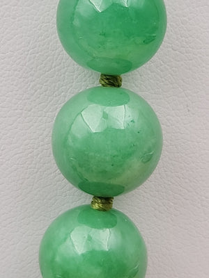 GRASSMAN-BLAKE 14k/Natural Green Onyx/Double Knotted/Graduated/Beaded Necklace