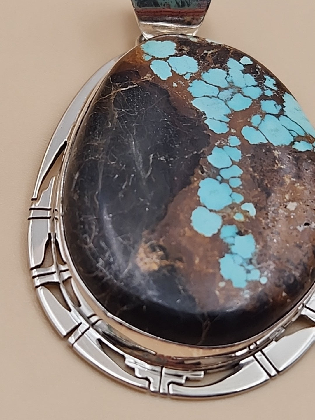 PHILLIP SANCHEZ Navajo Native American  Sterling Silver/ Turquoise Pendant