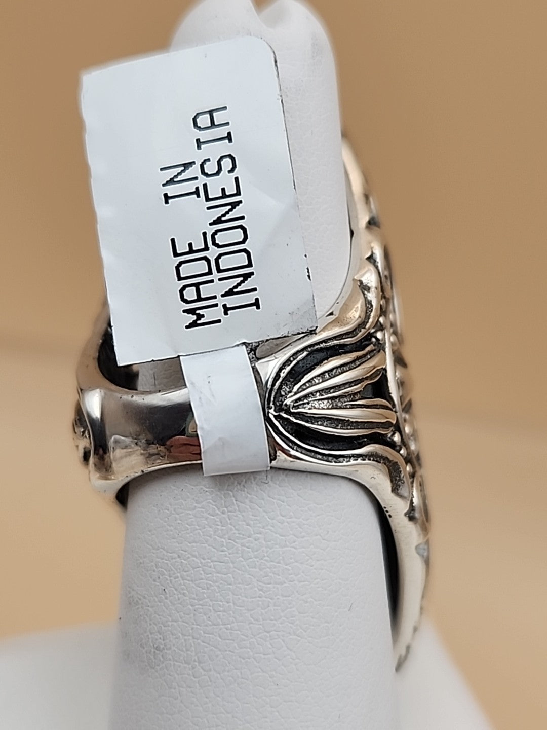 SAMUEL B. Abalone Shell  Sterling Silver Filigree Ring Size 8.25