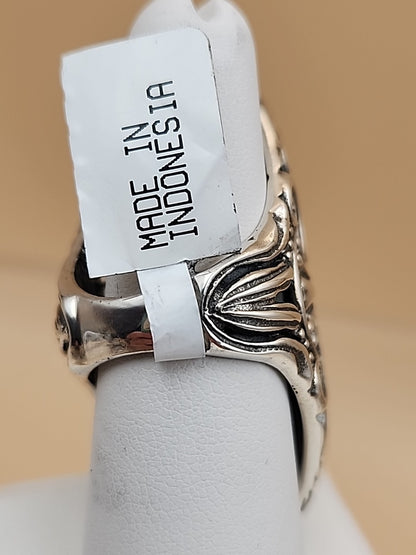 SAMUEL B. Abalone Shell  Sterling Silver Filigree Ring Size 8.25