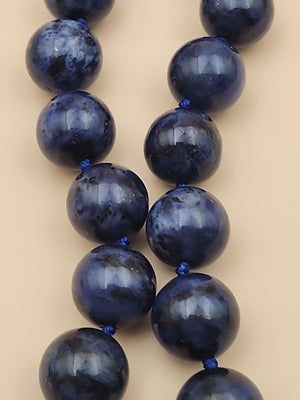 Blue Dumortierite Polished 14mm Bead/Sterling Silver Clasp 17" Necklace