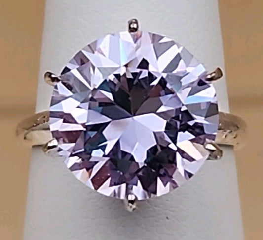 Lavender Cubic Zirconia/Portuguese Cut Solitaire/Sterling Silver  Ring Size 4.75