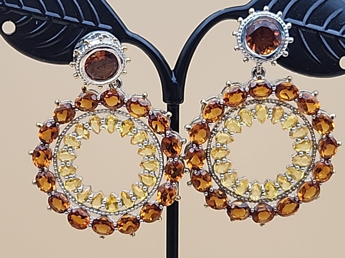 DALLAS PRINCE Yellow/Orange Citrine Drop/Dangle Hoop Earrings