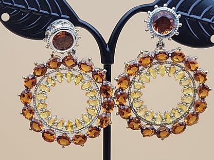 DALLAS PRINCE Yellow/Orange Citrine Drop/Dangle Hoop Earrings