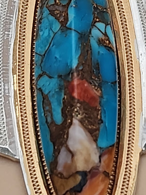 Chrysocolla Shattuckite/ Engraved Sterling Silver Hoop Style Dangle Earrings