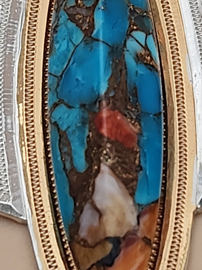 Chrysocolla Shattuckite/ Engraved Sterling Silver Hoop Style Dangle Earrings
