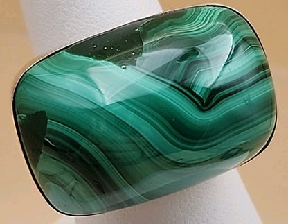 DESERT ROSE TRADING Chunky Square Congo Malachite/Sterling Silver Ring Size 7