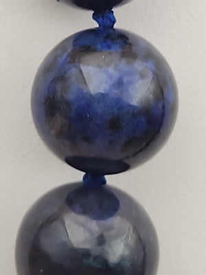 Blue Dumortierite Polished 14mm Bead/Sterling Silver Clasp 17" Necklace