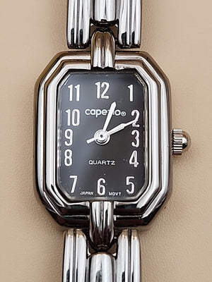 CAPEZIO 1980's Silver Tone/Black Dial Analog Watch NEW BATTERY