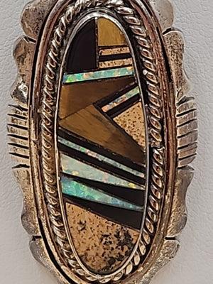 MELVIN FRANCIS Navajo 925 /Onyx/Jasper/Tiger Eye Inlay Pendant & Necklace