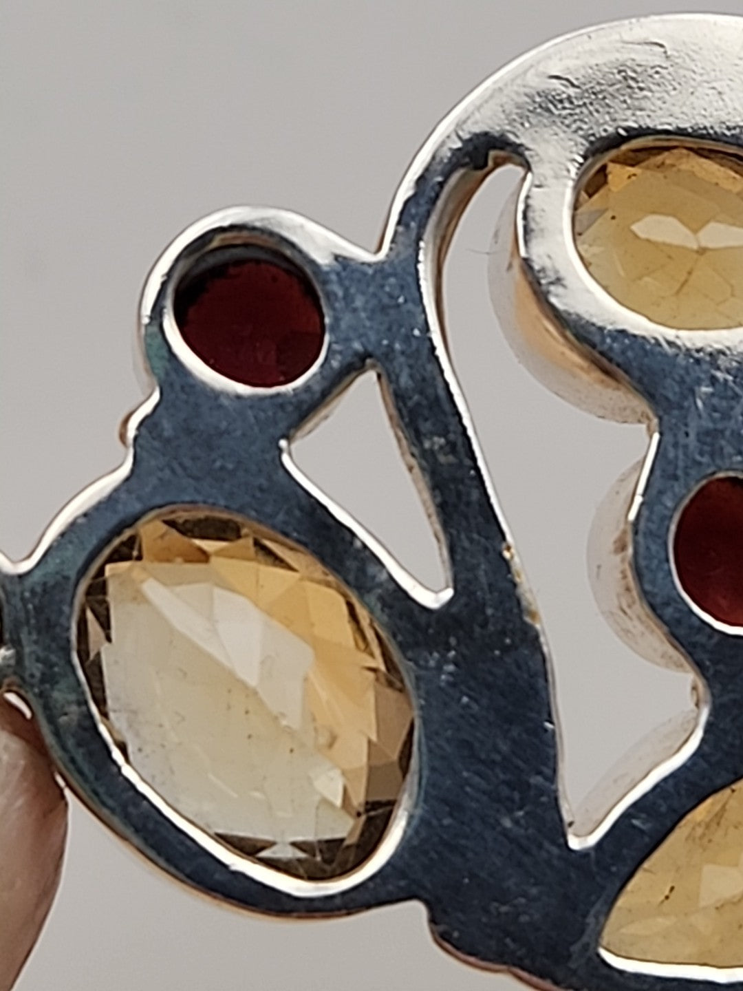 Garnet/Citrine/Sterling Silver Mixed Cut Pendant