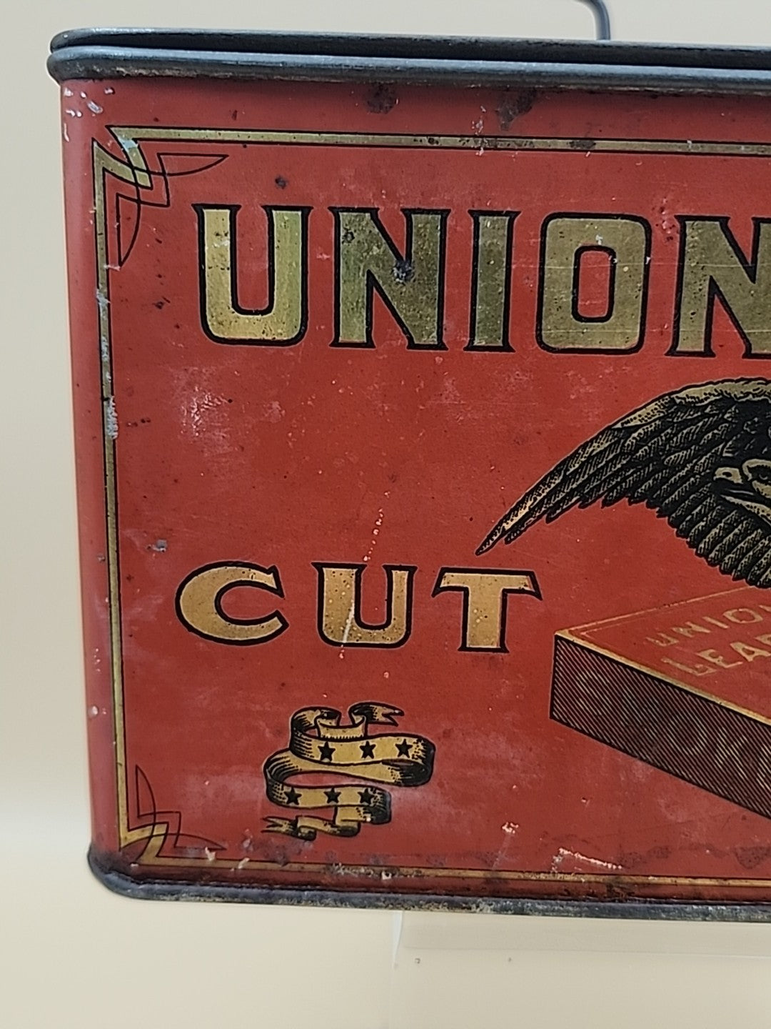1900's UNION LEADER Antique Cut Plug Tobacco Tin With Lock And Handle