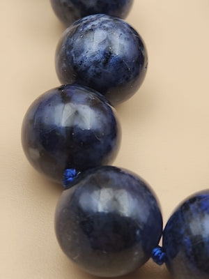 Blue Dumortierite Polished 14mm Bead/Sterling Silver Clasp 17" Necklace