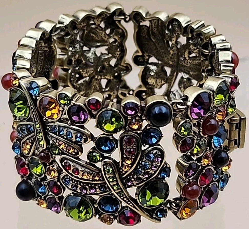 HEIDI DAUS Multi Color Faceted Swarovski Crystal/Dragonfly Panel Bracelet