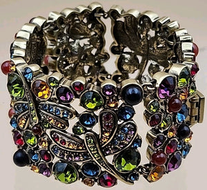 HEIDI DAUS Multi Color Faceted Swarovski Crystal/Dragonfly Panel Bracelet