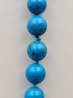 Turquoise 28" Beaded Necklace With Matching 14k Gold Post Stud Earrings