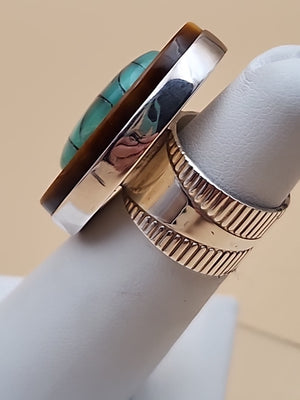 Chalcedony/Tigers Eye/Sterling Silver Ring Size 5