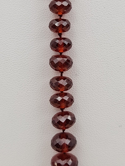 Faceted Rondele Hessonite Garnet Vermeil Graduated Vintage 26" Necklace