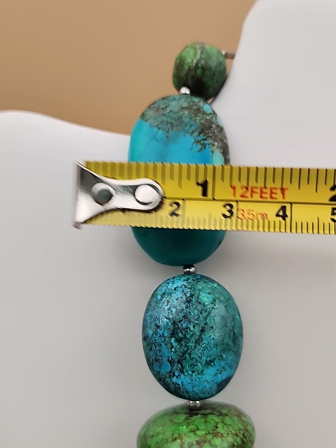 AMY KAHN RUSSELL Original  Green &  Blue Chunky Turquoise 24" Necklace 9.5 OZ TW