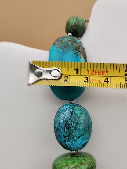 AMY KAHN RUSSELL Original  Green &  Blue Chunky Turquoise 24" Necklace 9.5 OZ TW