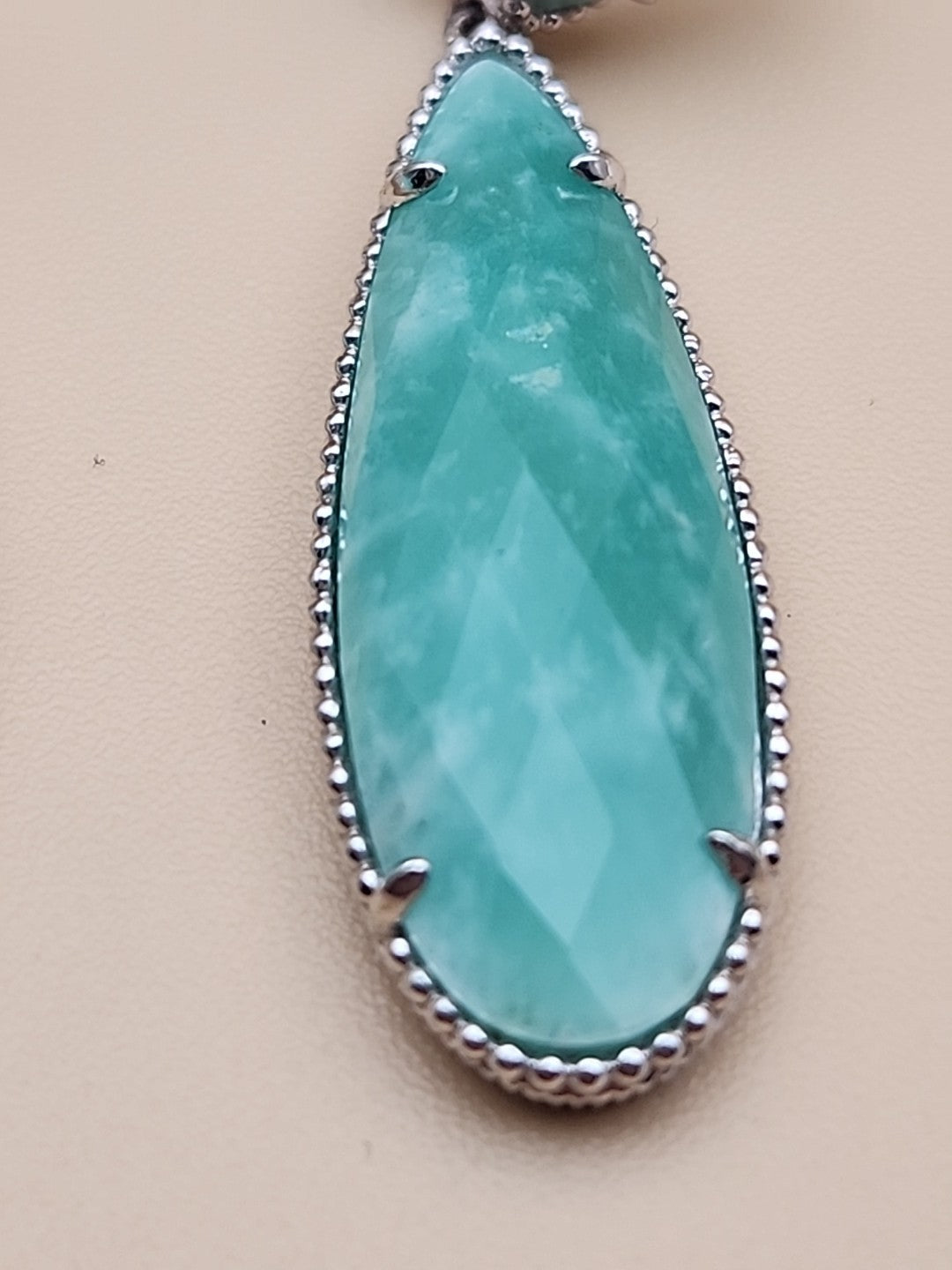 EFFY Faceted Amazonite Pear Shape/Sterling Silver Dangle/Drop Earrings