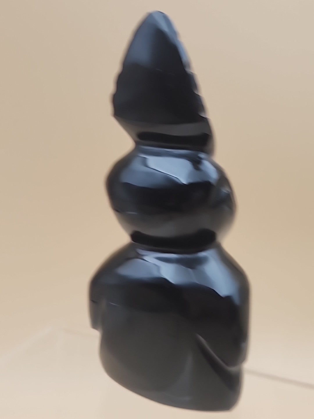 Gold Sheen Obsidian Hand Carved Mayan Aztec Statue
